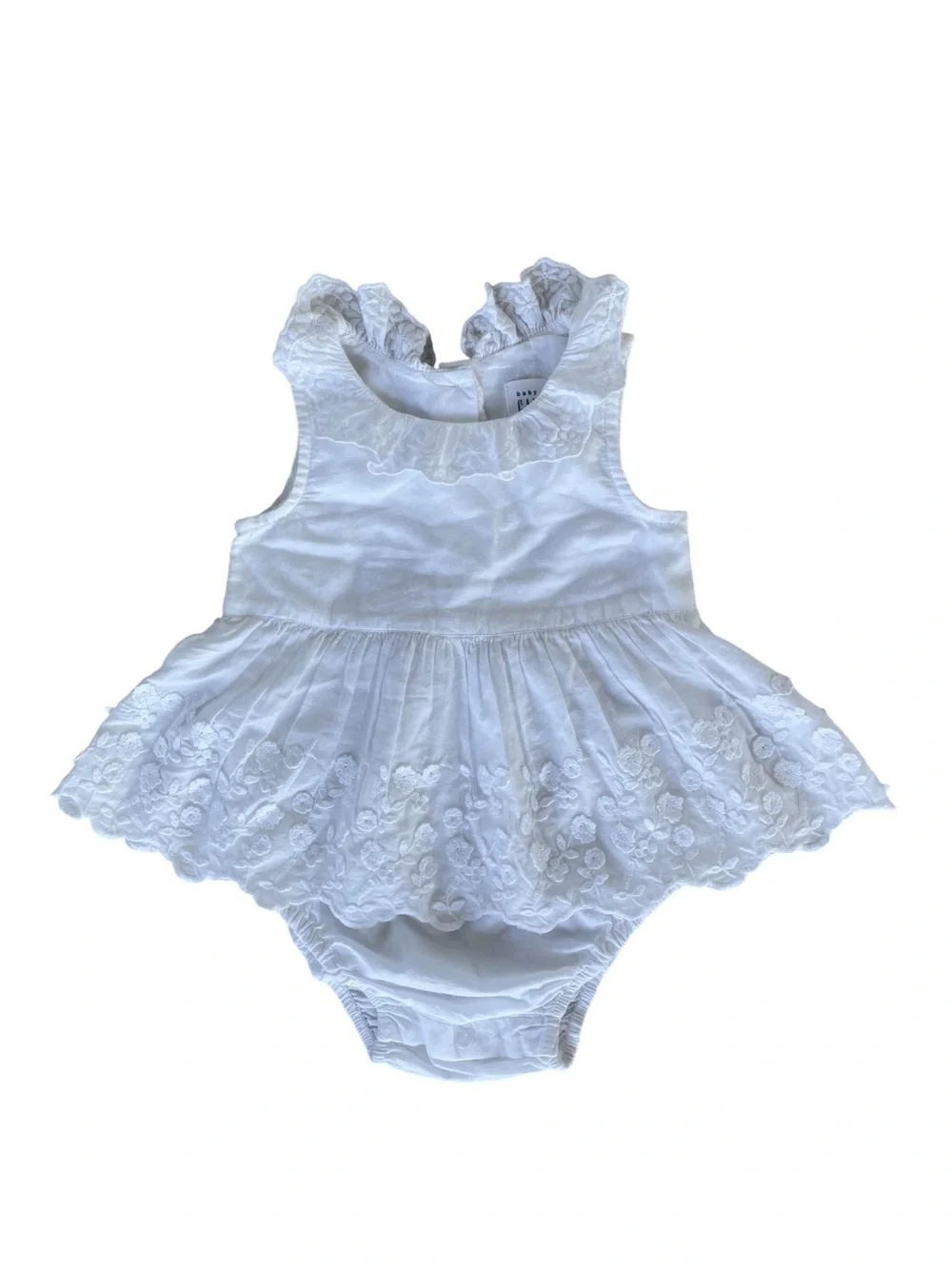 babyGap White Eyelet Lace Ruffle Romper Dress 12-18M BNWT